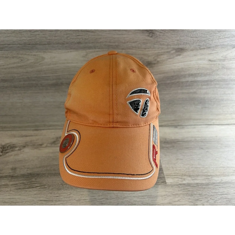 Vintage Adidas TaylorMade R9 Golf Hat Cap Strapback‎ Orange Adjustable Faded